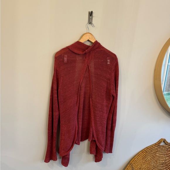 Anthropologie angel of the north large red linen/cotton knit cardigan - Picture 7 of 7